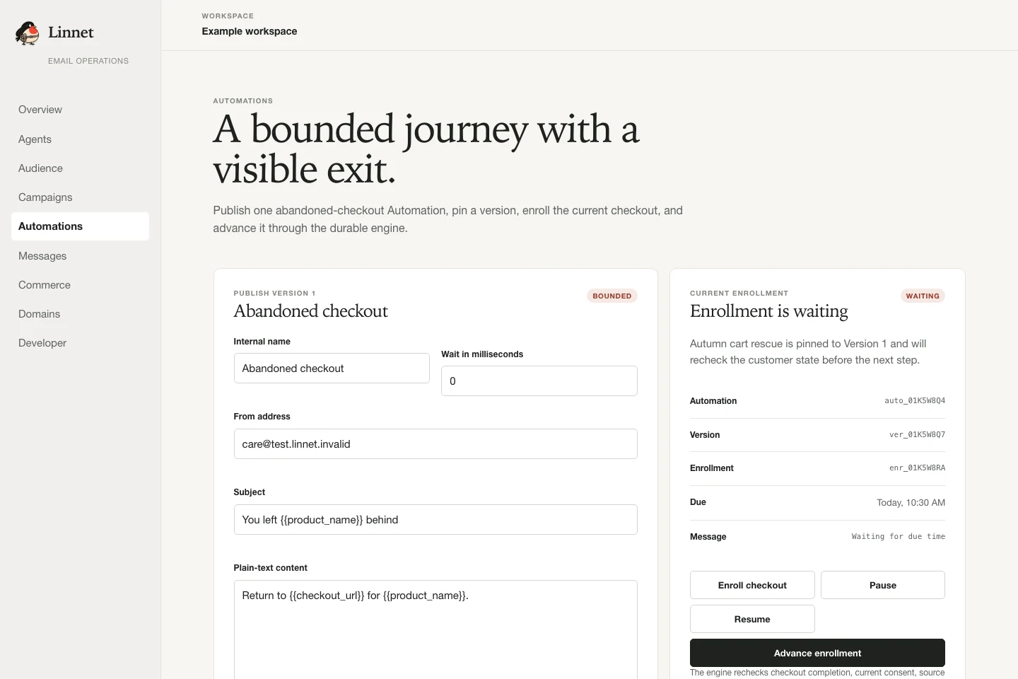 Linnet lifecycle Automation with a populated enrollment